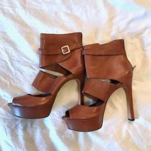 Brown Vince Camuto Open-Toe Bootie- 8.5